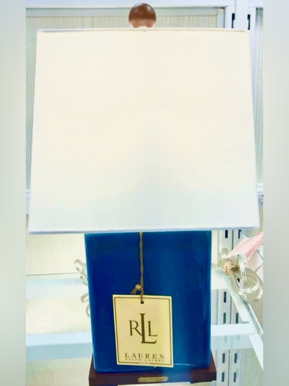 Ralph Lauren DEEP Blue Porcelain Accent Design Small Lamp New